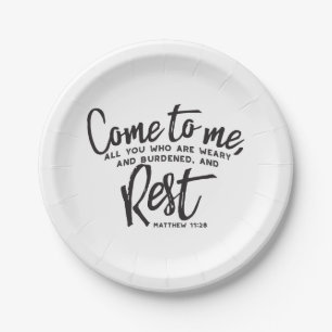 Matthew 11 Bible Verse Paper Plate