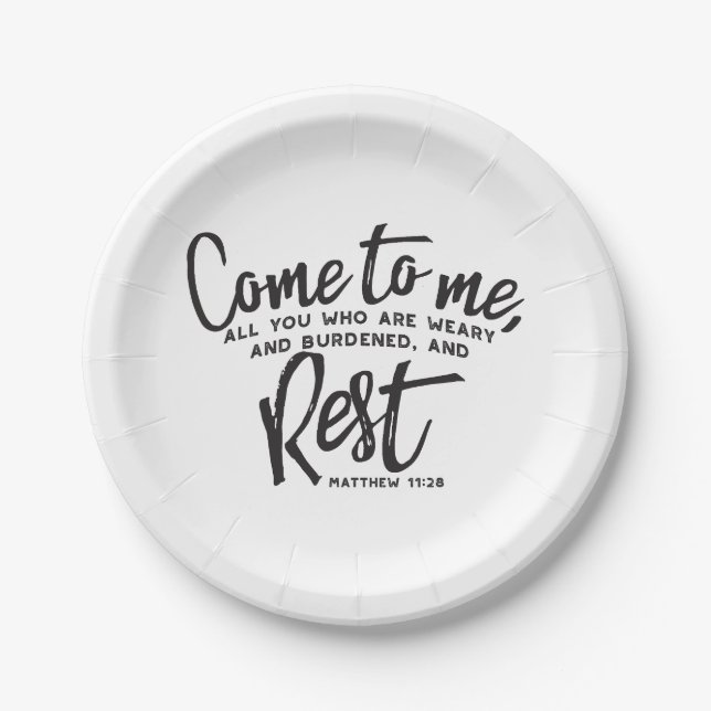 Matthew 11 Bible Verse Paper Plate (Front)