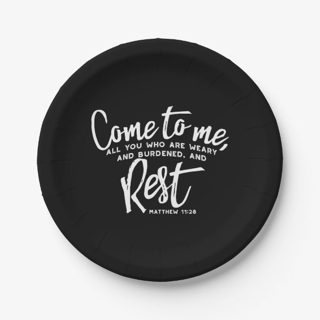 Matthew 11 Bible Verse Paper Plate (Front)
