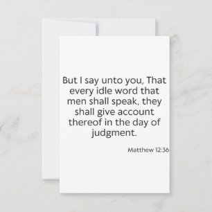 Matthew 12:36 KJV Bible Verse Flat Greeting Card