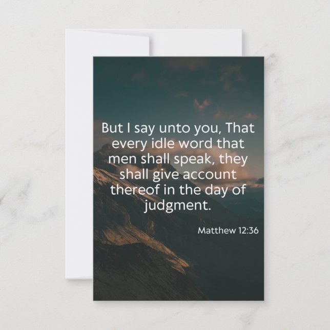 Matthew 12:36 KJV Bible Verse Pic Flat Greeting Card (Front)