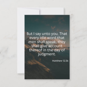 Matthew 12:36 KJV Bible Verse Pic Flat Greeting Card