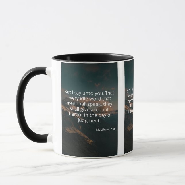 Matthew 12:36 KJV Bible Verse Pic Two-Tone Mug (Left)