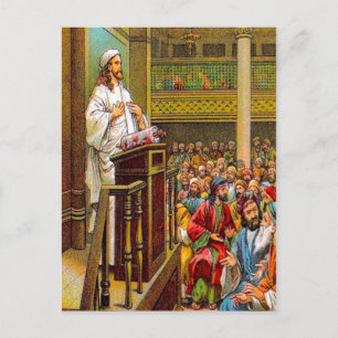 Matthew 13:53-58 Jesus Teaches in the Synagogue po Postcard