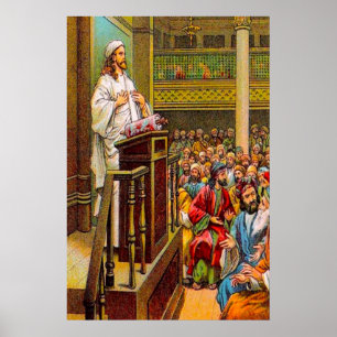 Matthew 13:53-58 Jesus Teaches in the Synagogue Poster