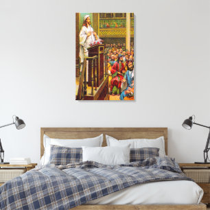 Matthew 13:53-58 Teaches in the Synagogue canvas Print