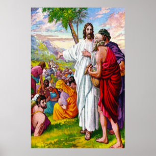 Matthew 14:13-21 Jesus Feeds 5000 Men Poster