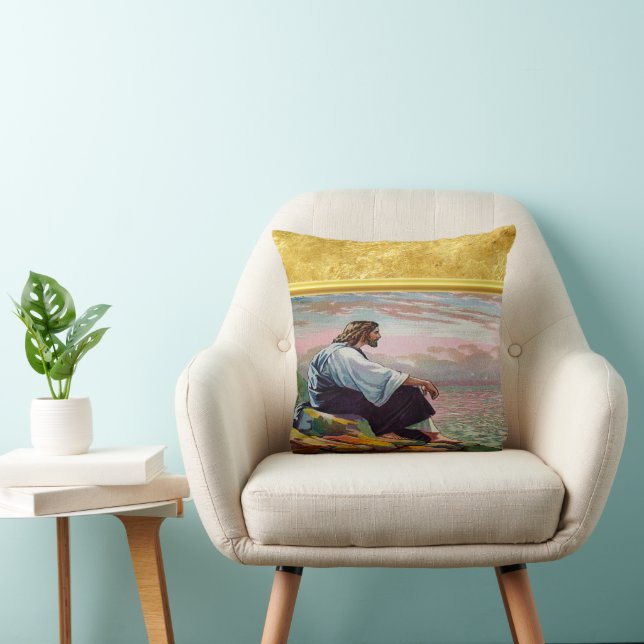 Matthew 14:22-23 Jesus Prays by Himself by the sea Cushion (Chair)
