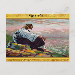 Matthew 14:22-23 Jesus Prays by Himself by the sea Postcard