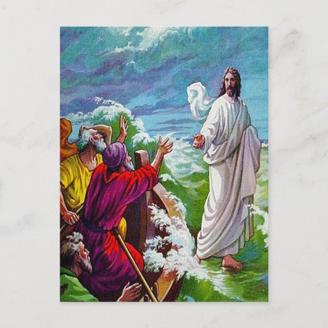 Matthew 14:24-33 Jesus Walks on the Sea postcard (Front)