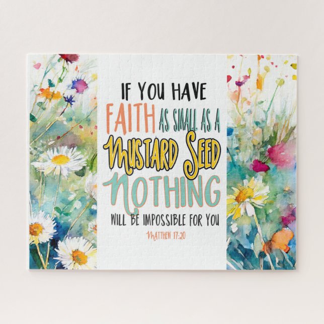 Matthew 17:20 Faith as a Mustard Seed Bible Verse Jigsaw Puzzle (Horizontal)
