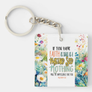 Matthew 17:20 Faith as a Mustard Seed Bible Verse Key Ring