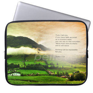 Matthew 17:20 Move Mountains Faith Mustard Seed Laptop Sleeve