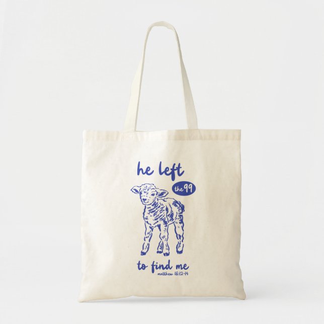Matthew 18:12–14 Lost Sheep Christian Scripture Tote Bag (Front)