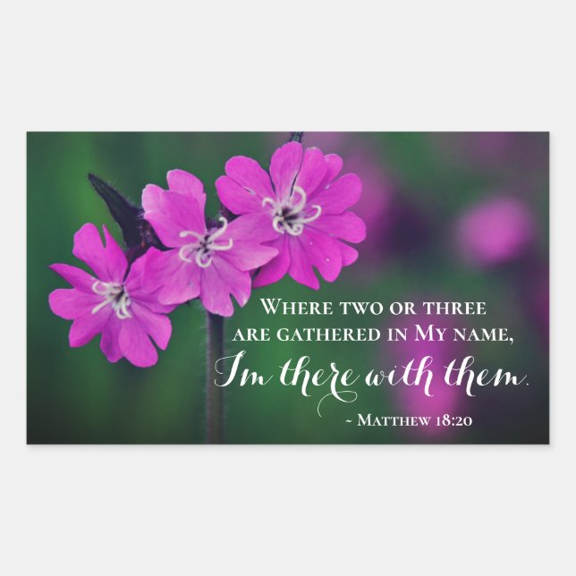 Matthew 18:20 Two or Three Gather in My Name Rectangular Sticker (Front)
