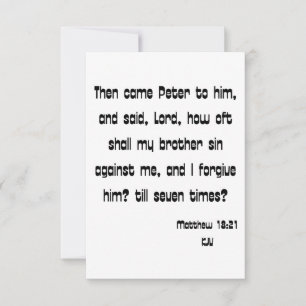 Matthew 18:21 KJV Bible Scripture Greeting Card