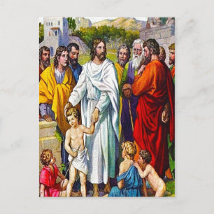 Matthew 19:13-15 Little Children Come to Jesus pos Postcard