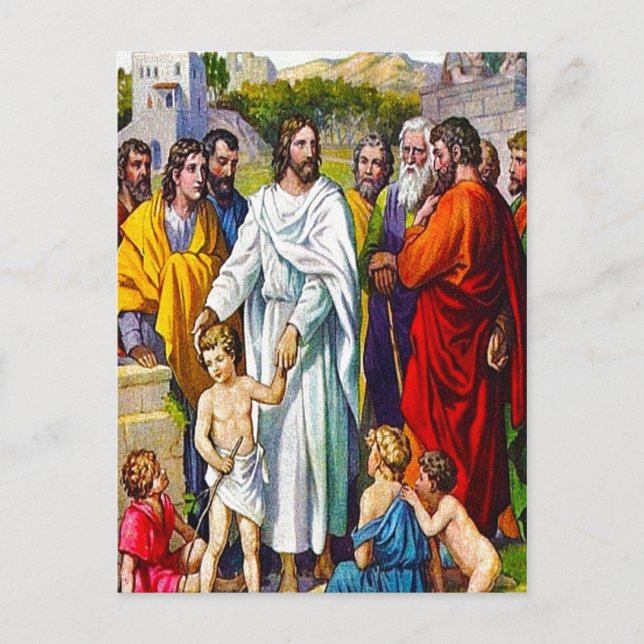 Matthew 19:13-15 Little Children Come to Jesus pos Postcard (Front)
