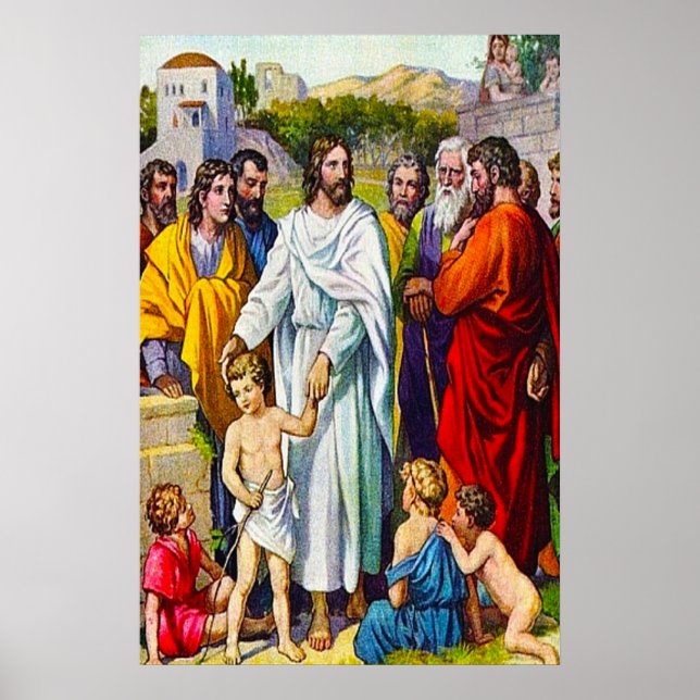 Matthew 19:13-15 Little Children Come to Jesus Poster (Front)
