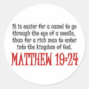 Matthew 19:24 classic round sticker