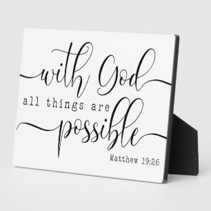 Matthew 19:26 Bible Scripture Farmhouse Sign Plaque