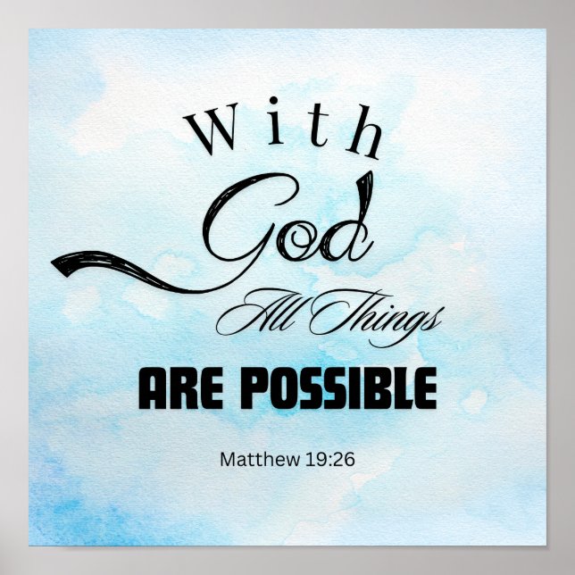 Matthew 19:26 Typography Design Poster (Front)