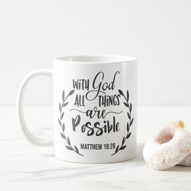 Matthew 19:26 With God All Things Are Possible Coffee Mug (With Donut)