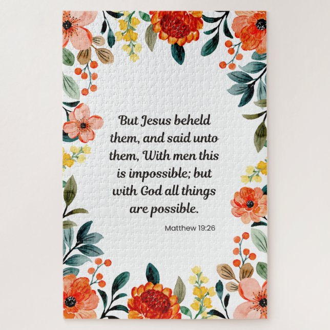 Matthew 19:26 - With God All Things Are Possible Jigsaw Puzzle (Vertical)