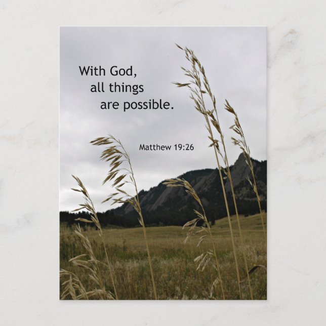 Matthew 19:26 With God, all things are possible Postcard (Front)