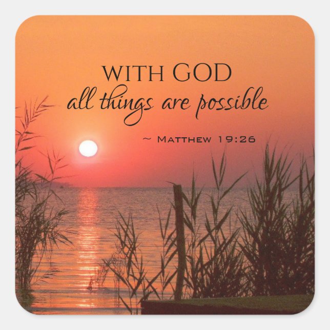 Matthew 19:26 With God all things are possible Square Sticker (Front)