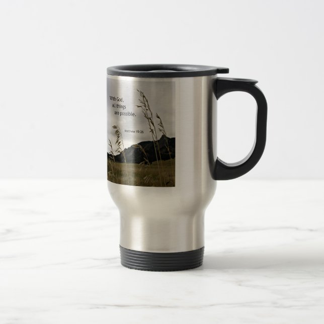Matthew 19:26 With God, all things are possible Travel Mug (Right)