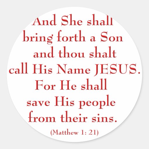 Image of Matthew 1: 21 Classic Round Sticker