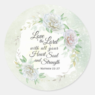 Matthew 22:37 Love the Lord with all your Heart Classic Round Sticker