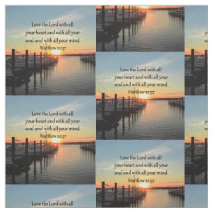 MATTHEW 22:37 SUNRISE SCRIPTURE VERSE DESIGN FABRIC