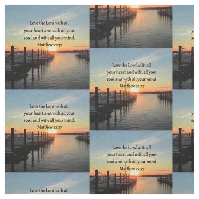 MATTHEW 22:37 SUNRISE SCRIPTURE VERSE DESIGN FABRIC (Swatch)
