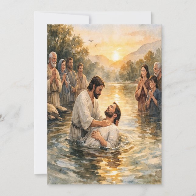 Matthew 28:19 Baptism Customizable Greeting Card (Front)