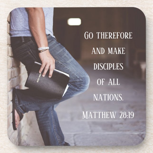 Matthew 28:19 Go and make disciples of all nations Coaster (Front)