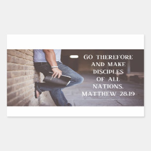 Matthew 28:19 Go and make disciples of all nations Rectangular Sticker