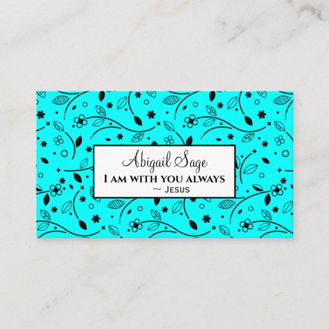 Matthew 28:20, I Am with You Always Bible, Floral Business Card (Front)