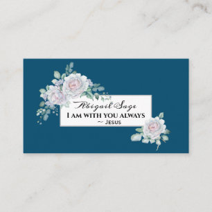 Matthew 28:20, I Am with You Always Bible, Floral Business Card