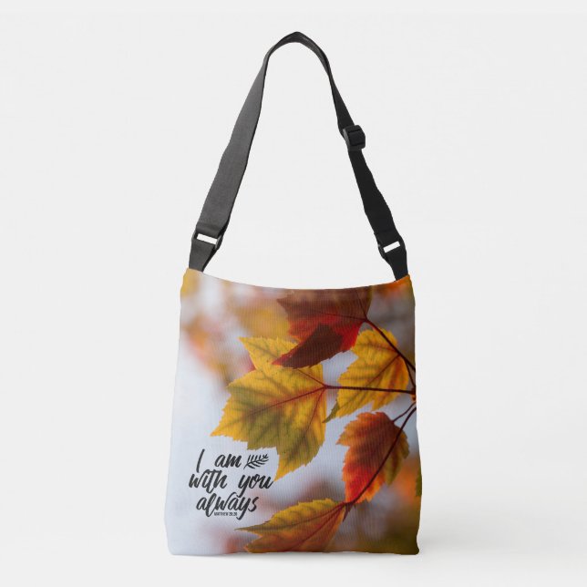 Matthew 28 20 I Am With You Always Fall Leaves Crossbody Bag (Front)