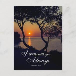Matthew 28:20 I Am with You Always Golden Sunset  Postcard