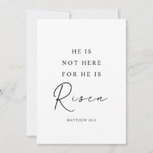 Matthew 28:6 He is Risen, Christian Easter Holiday Card
