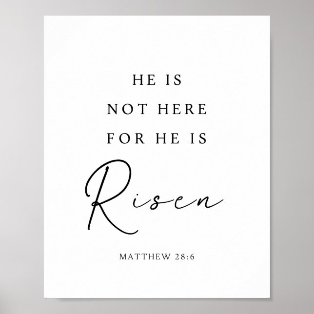 Matthew 28:6 He is Risen, Christian Easter Poster (Front)