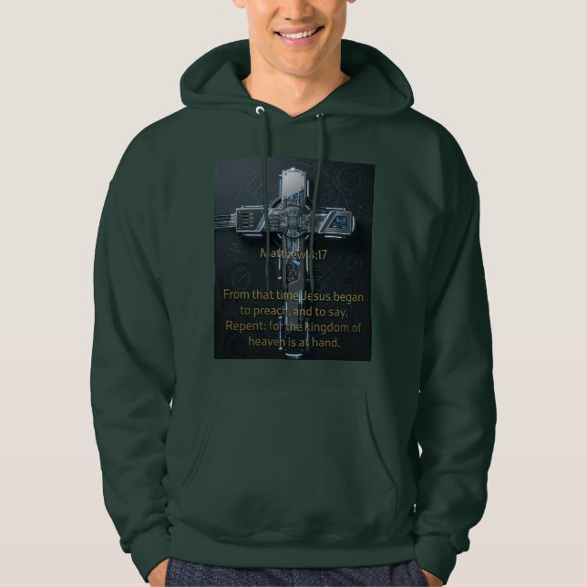 Matthew 4:17 – Repent Cross Hoodie (Front)