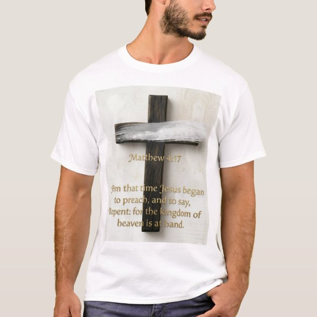 Matthew 4:17 – Repent Cross T-Shirt (Front)