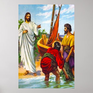 Matthew 4:18-22 Jesus Calls Fishermen to Follow 2 Poster