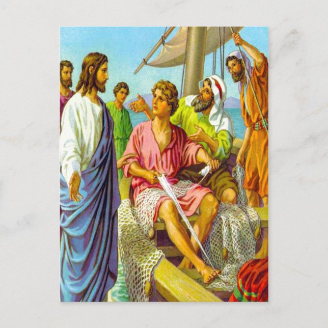 Matthew 4:18-22 Jesus Calls Fishermen to Follow po Postcard (Front)