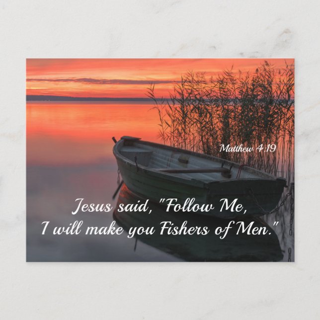 Matthew 4:19 Fishers of Men Christian Bible Verse Postcard (Front)
