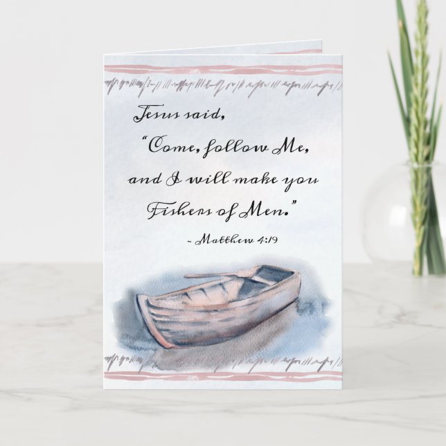 Matthew 4:19 Jesus said, "Come follow Me",  Bible Card (Front)